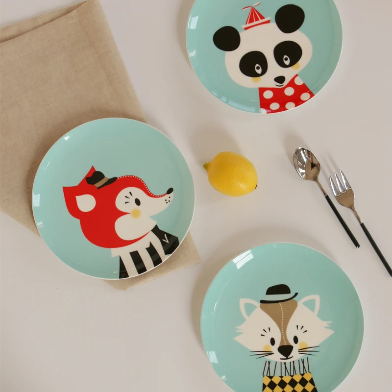 8 дюймовые Мультяшные милые блюда и тарелки из костяного фарфора керамическое