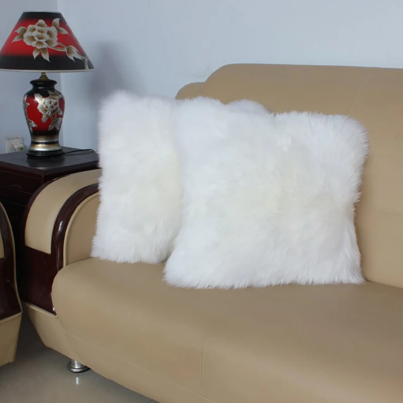 Белая овечья шкура накидка для подушки диван Меховой чехол Диван Декоративные