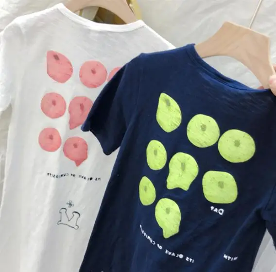 Футболка для девочек с мультяшным принтом дышащее платье летнее новое детское