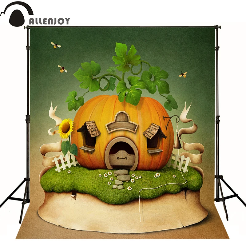 Allenjoy photographic background Pumpkin vines bee meadow kids boy send folded fabric wallpaper | Электроника