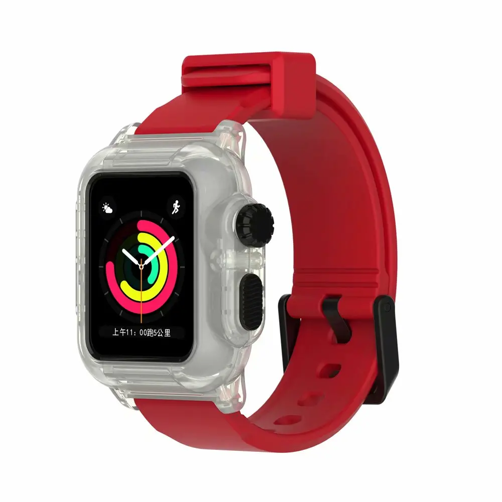 13 RedLuminous Case Laforuta водонепроницаемый чехол для Apple Watch 4 с силиконовым ремешком 44 мм 40 мм iWatch ремешок ударопрочный бампер крышка спортивный ремешок полосы - Цвет ремешка: 13 RedLuminous Case