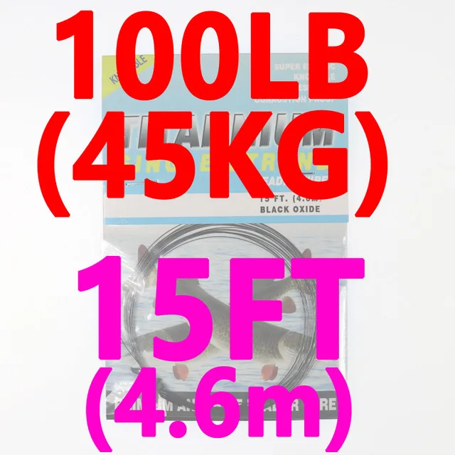 100LB 15FT Wifreo 15 футов/4,6 м, титановая линия для ловли щуки в соленой воде, поводки для ловли/Трассировка, завязывание мушек, хвост - Цвет: 100LB 15FT