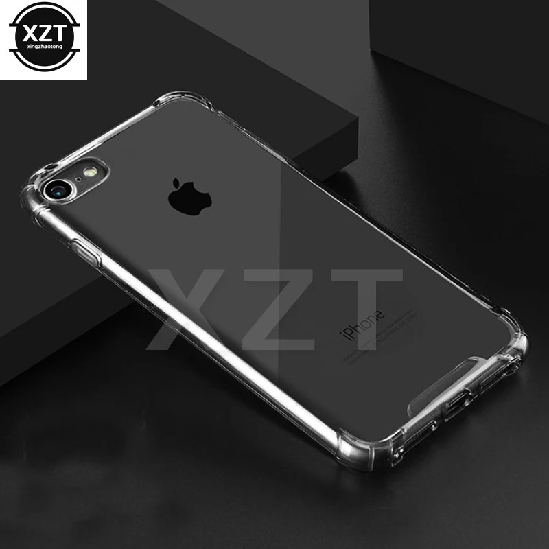 Противоударный чехол для iPhone 5S 6s 7 8 plus X прозрачный жесткий телефона из ПК задняя
