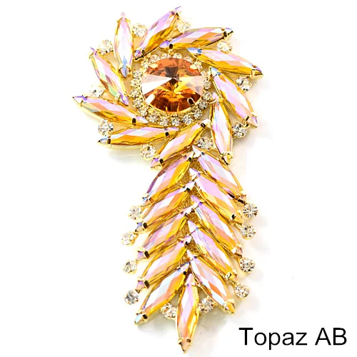 Topaz AB 4 формы, 1 шт., цветные стразы с кристаллами AB, аппликация, пришитые стразы, Золотое дно для украшения шляпы, свадебное платье B1213 - Цвет: Topaz AB
