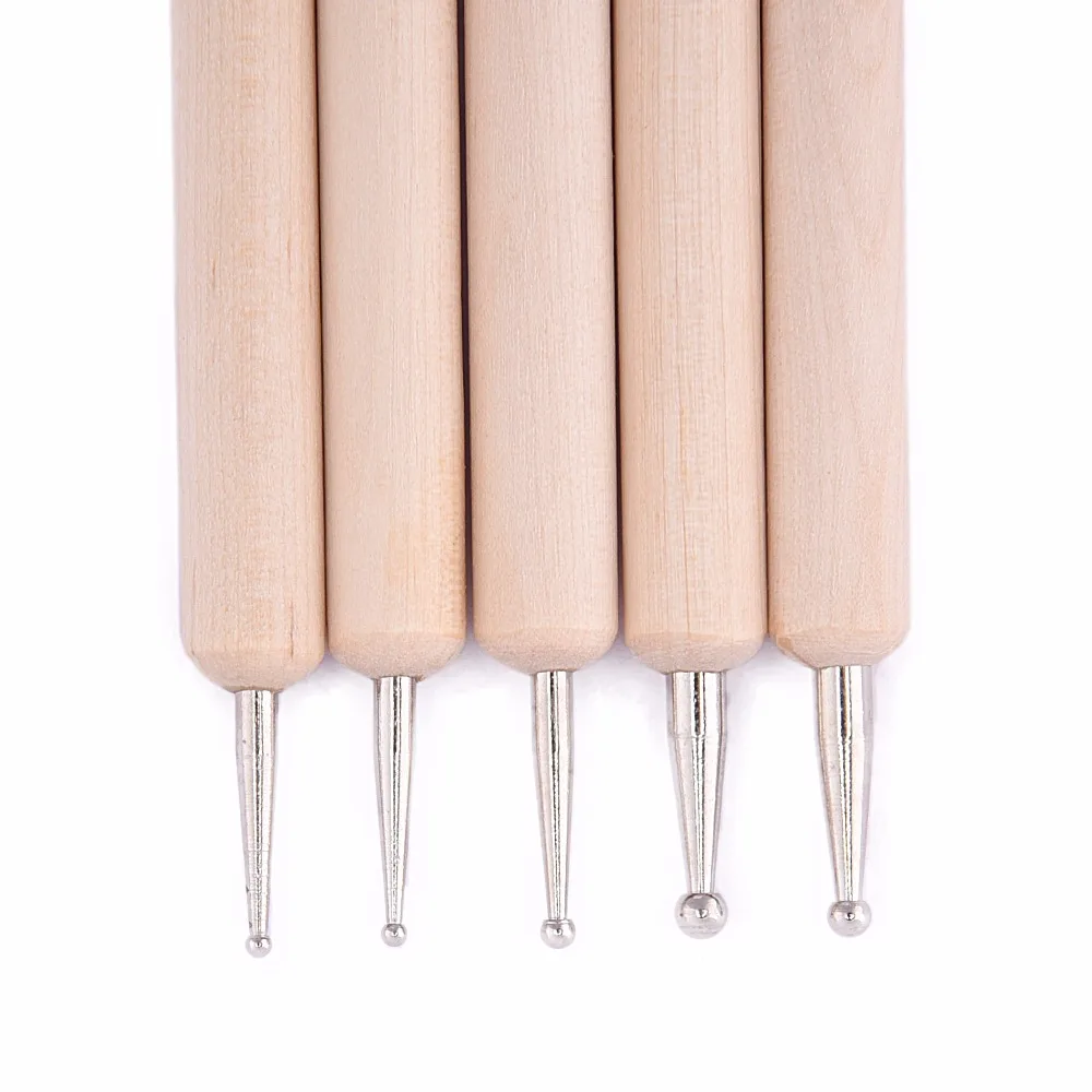 ROSALIND 5PCS/Set 2 Way Nail Tools Dotting Art Wooden Pen Marbleizing Manicure Tool | Красота и здоровье