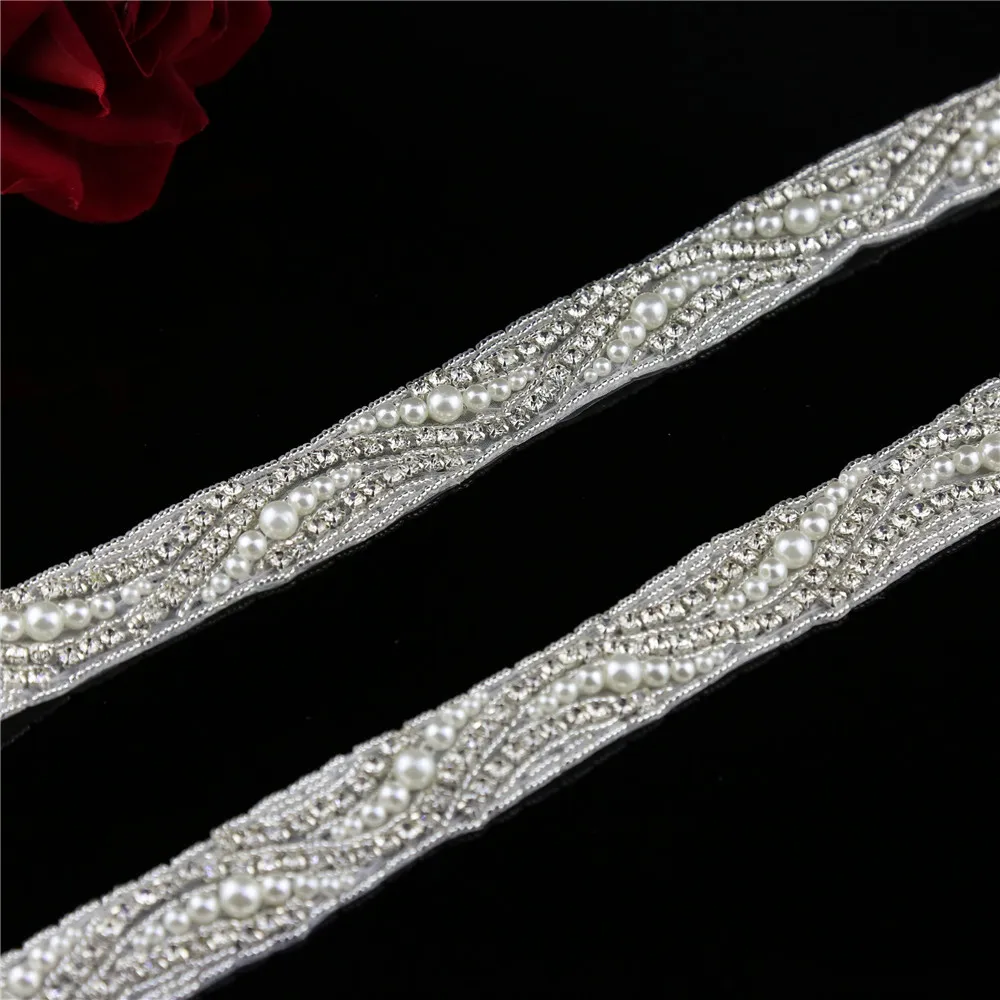 1 ярд Стразы жемчужная отделка Кристалл свадебный бисер|belt belt|bridal beaded beltbeaded wedding