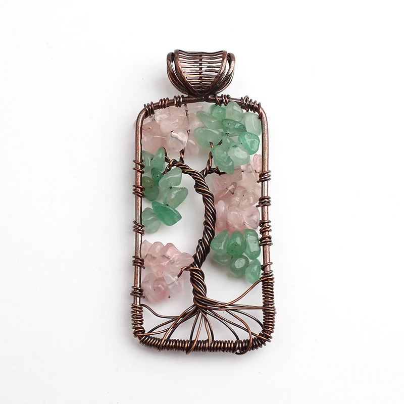 Новинка 2017 модный натуральный авентурин с кристаллом розы кварцевым подвеской в