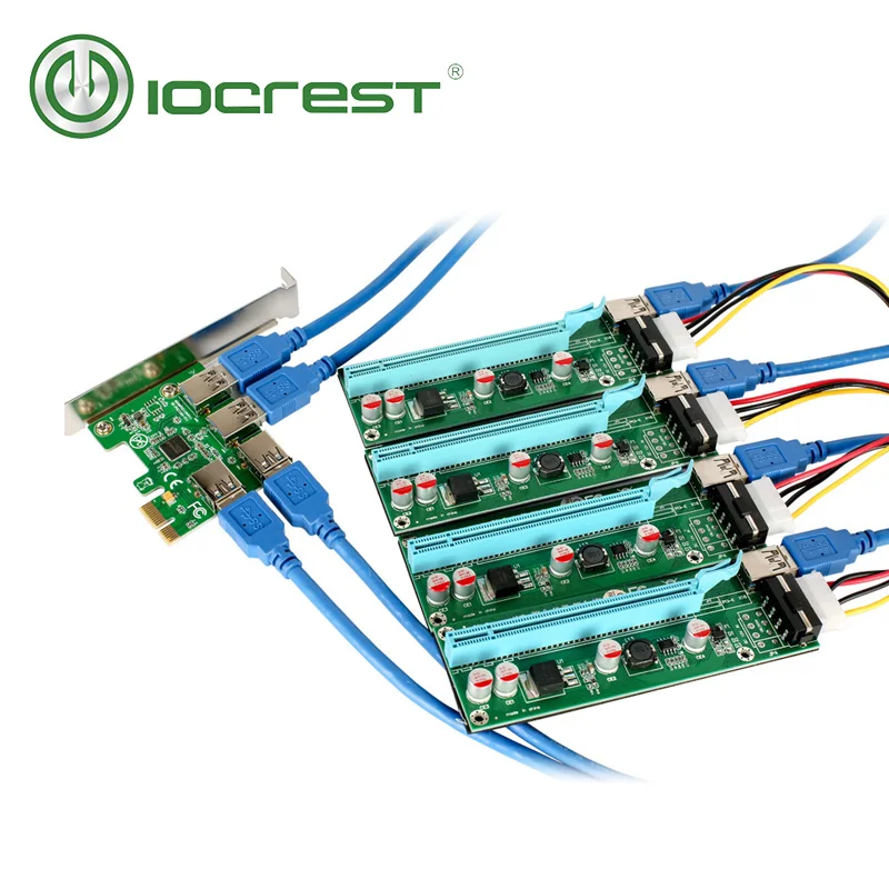 IOCREST PCI E 1x до 4 портов pcie 16x горной машины Enhanced Extender адаптер Riser Card|pci-e 1x|riser cardpcie to |