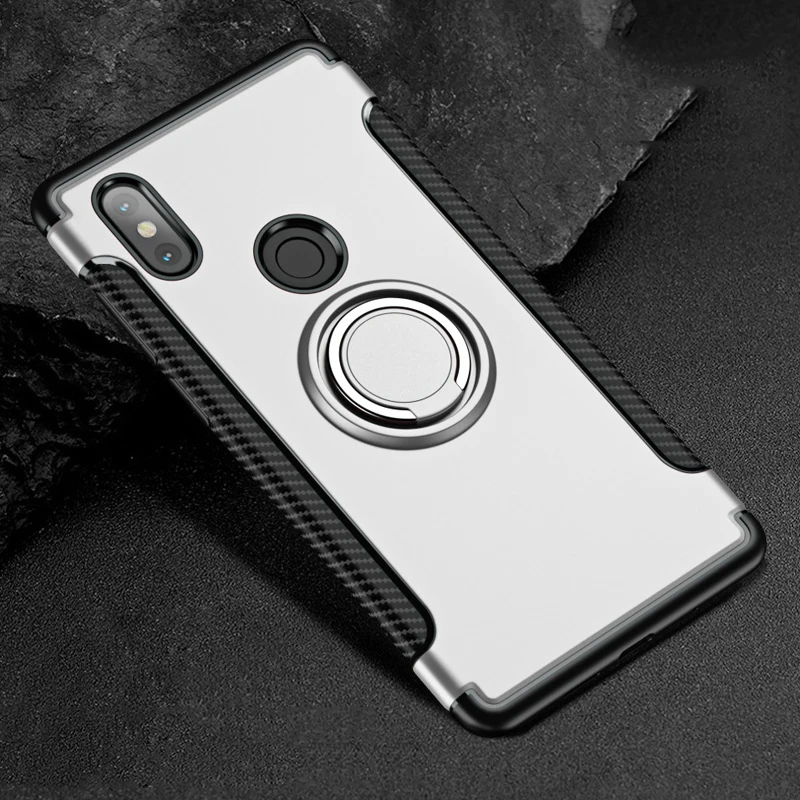 Чехол для Xiaomi mi x 3 для Red mi Note 7 6 Pro 6A Armor для Xiao mi Pocophone F1 mi 9 SE 8 Lite A2 MAX магнитный автомобильный чехол-держатель - Цвет: Серебристый