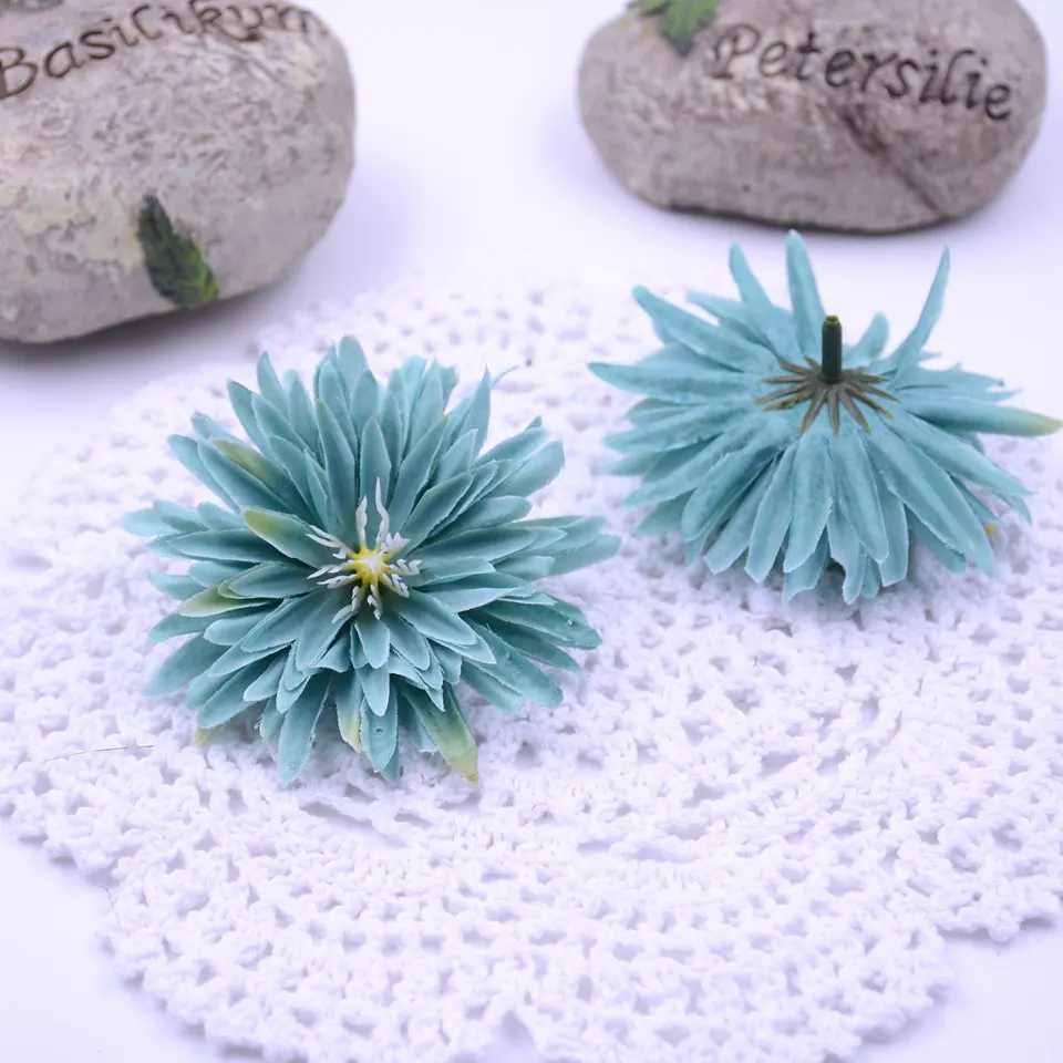 Tiffany Blue 10 шт/партия шелк 7,5 см Гербера искусственный цветок для свадьбы дома ромашка украшение свадебная композиция одежда шляпы аксессуары цветок - Цвет: Tiffany Blue