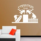 Уличная фотография наклейки на стену-Спорт Team Parkour, Виниловая наклейка, бесплатный плакат на стену для бега, домашний декор, дизайн парки, Настенная картина AY1665