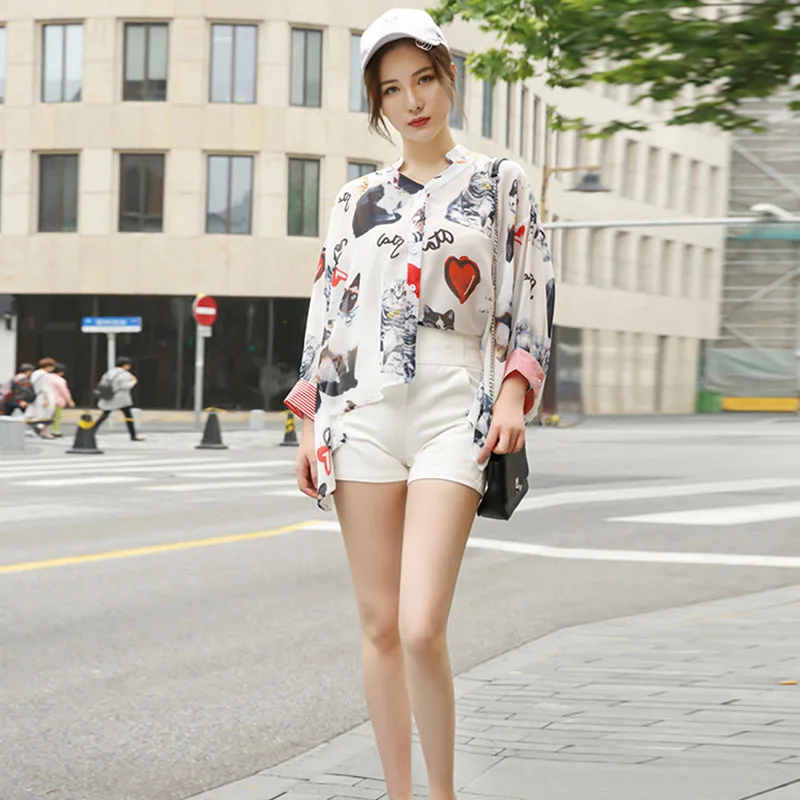 Lychee Girls Sweet Cat Blouse Shirt Women Long Sleeve Lovely Blouses Shirts Spring Autumn Casual |