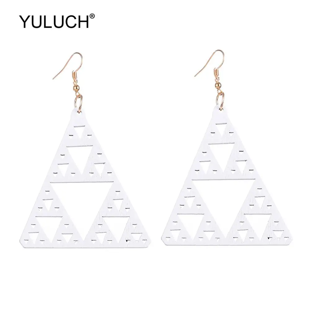 YULUCH 2019 африканские деревянные полые треугольные большие эффектные серьги
