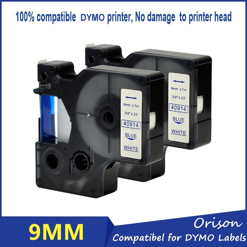 2 шт. 40914 совместим DYMO D1 label maker 9 мм 7 м синий на белом Клейкие ленты картридж для Dymo