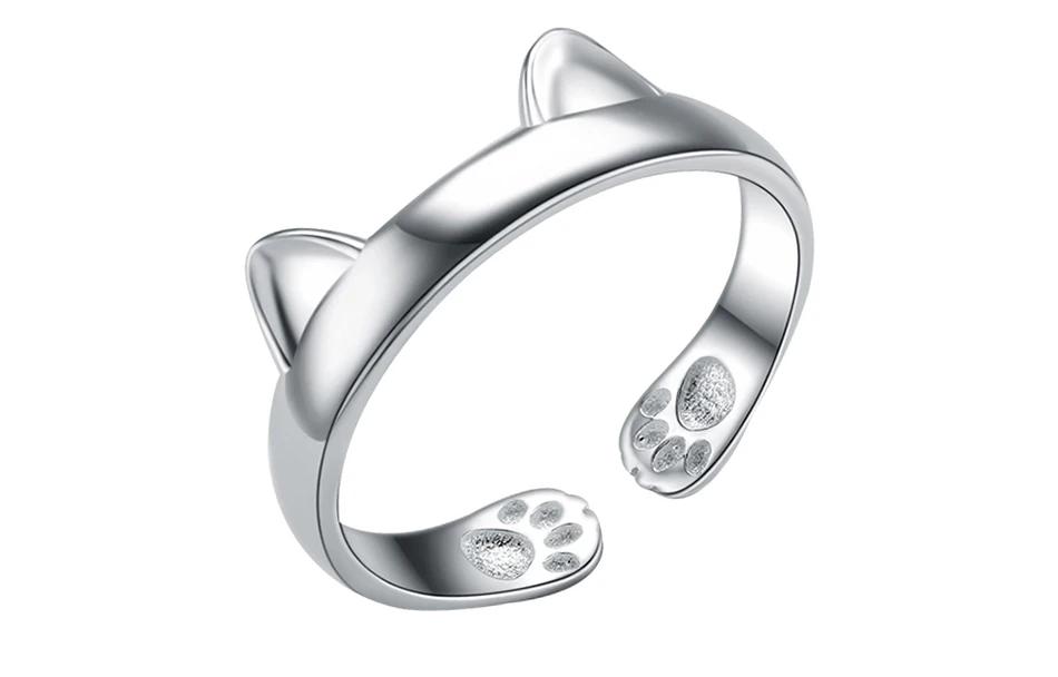 UMODE, новинка, подлинные, 925 пробы, серебряные, кошачьи серьги, кольца для женщин, серебряные ювелирные изделия, Открытое кольцо с котом, бижутерия для женщин, подарок, ULR0163
