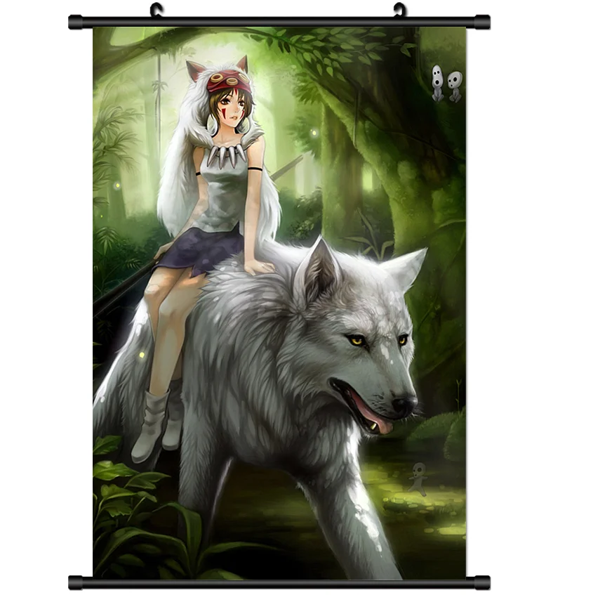 Аниме постер Mononoke Hime принцесса настенный прокрутка | Дом и сад