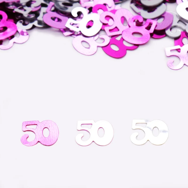 pink 50th 15 г День рождения номер 13, 16, 18, 20, 21, 30, 40, 50, 60, 70, 80 металлический посыпать конфетти стол разброс для дня рождения Свадебная вечеринка Декор - Цвет: pink 50th