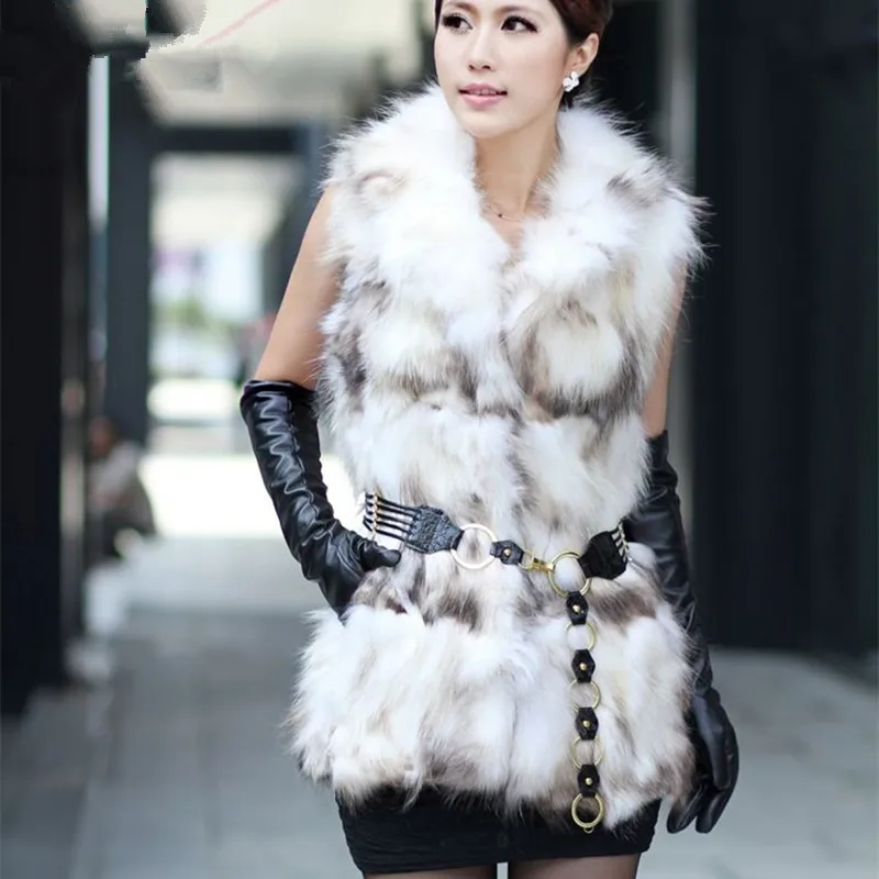 Роскошный женский жилет из натурального меха енота с ремнем зимний модель