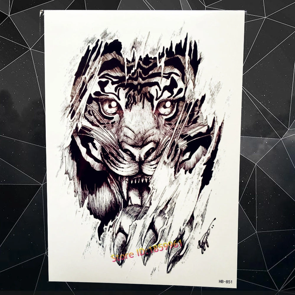 Медведь рев зверь Временные татуировки Наклейки Для мужчин Средства ухода за