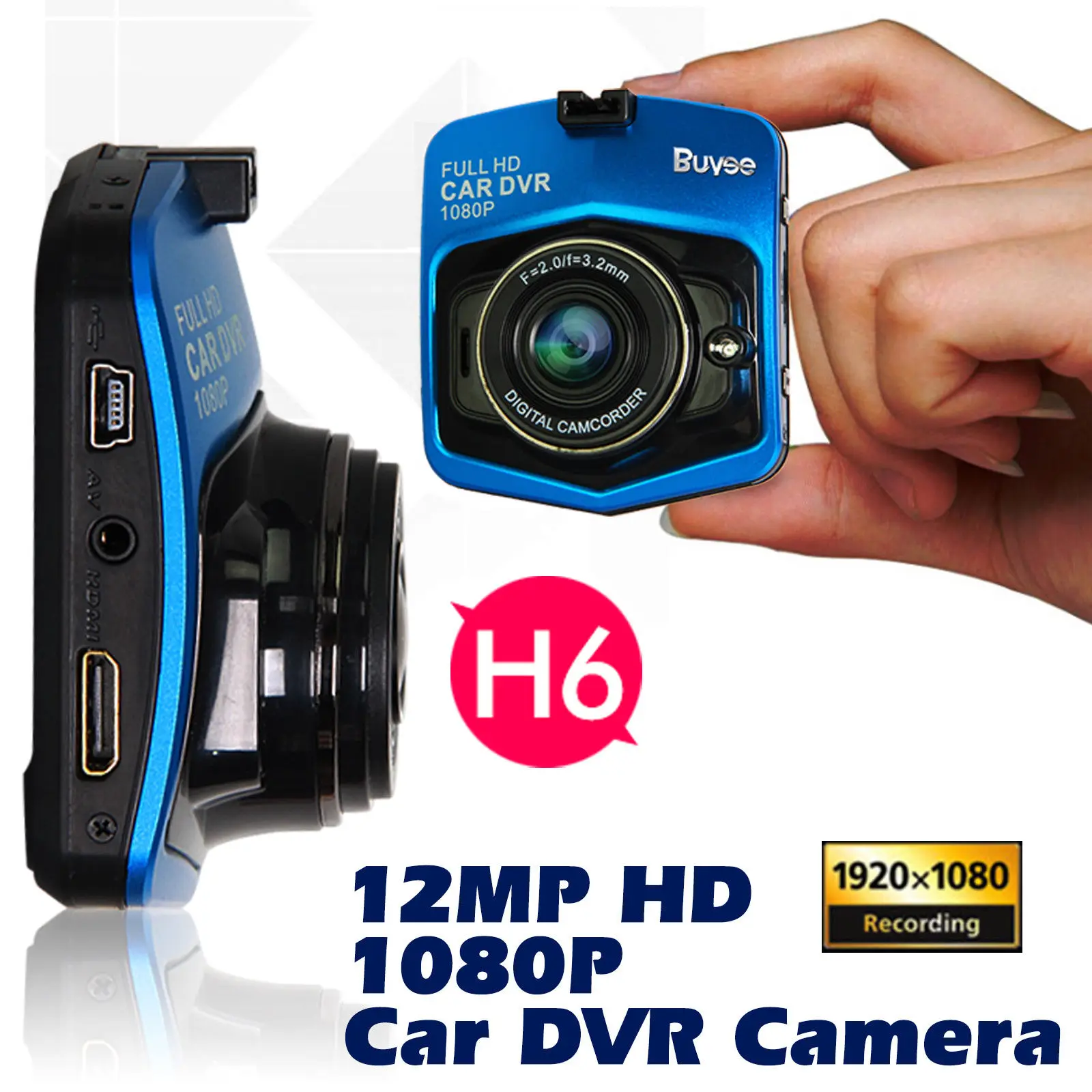 Full HD 1080P 12MP Автомобильный видеорегистратор g сенсор камера 170 градусов