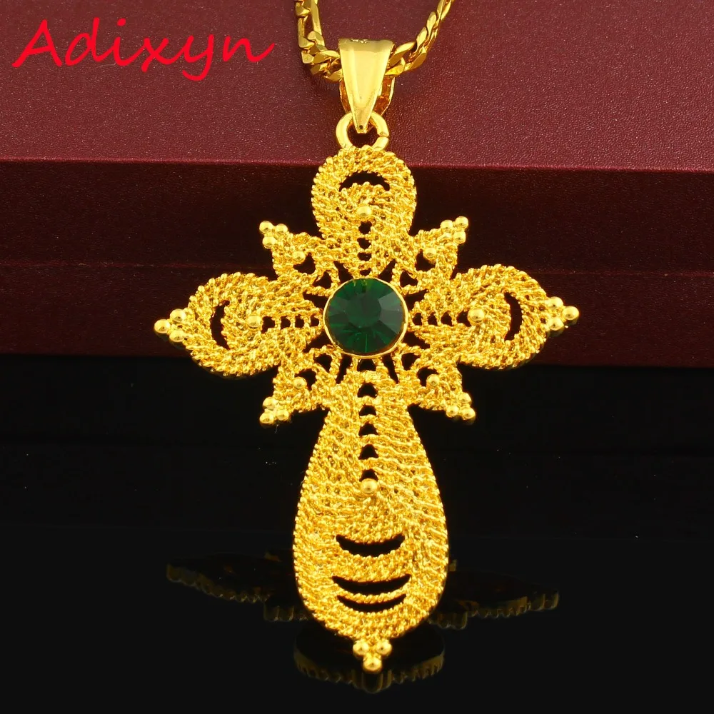 Adixyn ожерелья с подвеской в виде Большого креста белым камнем для женщин