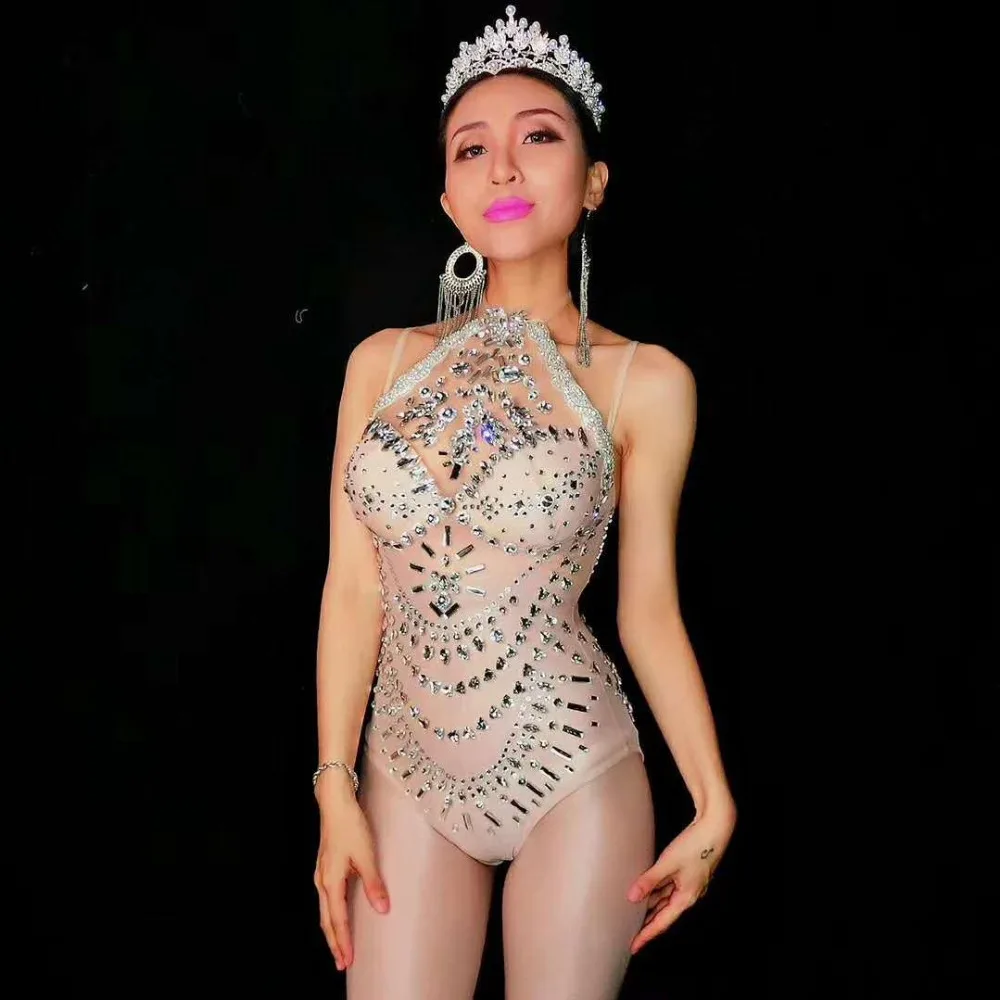 Женские Вечерние боди со стразами Christia Bella Клубные костюмы для танцев DS Pole одежда