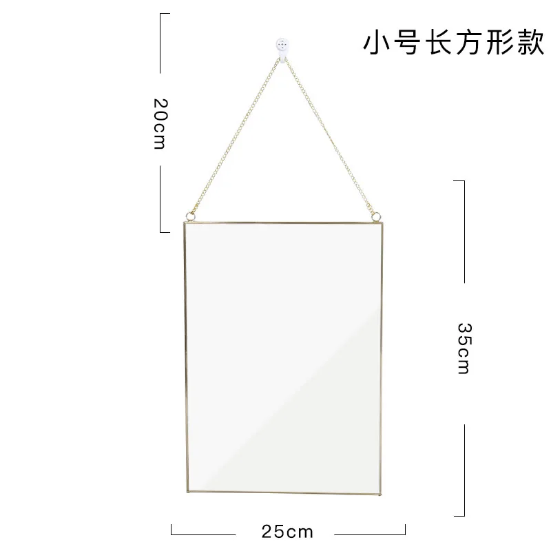 Small Rectangle Nordic минималистский геометрическая форма свет роскошный латунный Квадратный Зеркало нерегулярные зеркало в ванной вход зеркало для макияжа подарки - Цвет: Small Rectangle