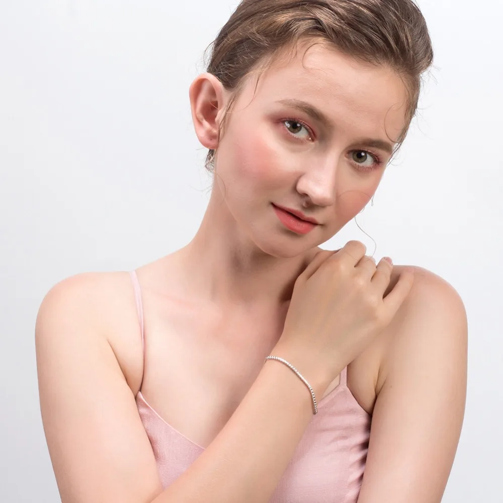 ORSA JEWELS из чистого 925 пробы серебра для девушек, регулируемые браслеты с цветной, с кубическим цирконом, серебряная цепочка для свиданий, ювелирные изделия SB42