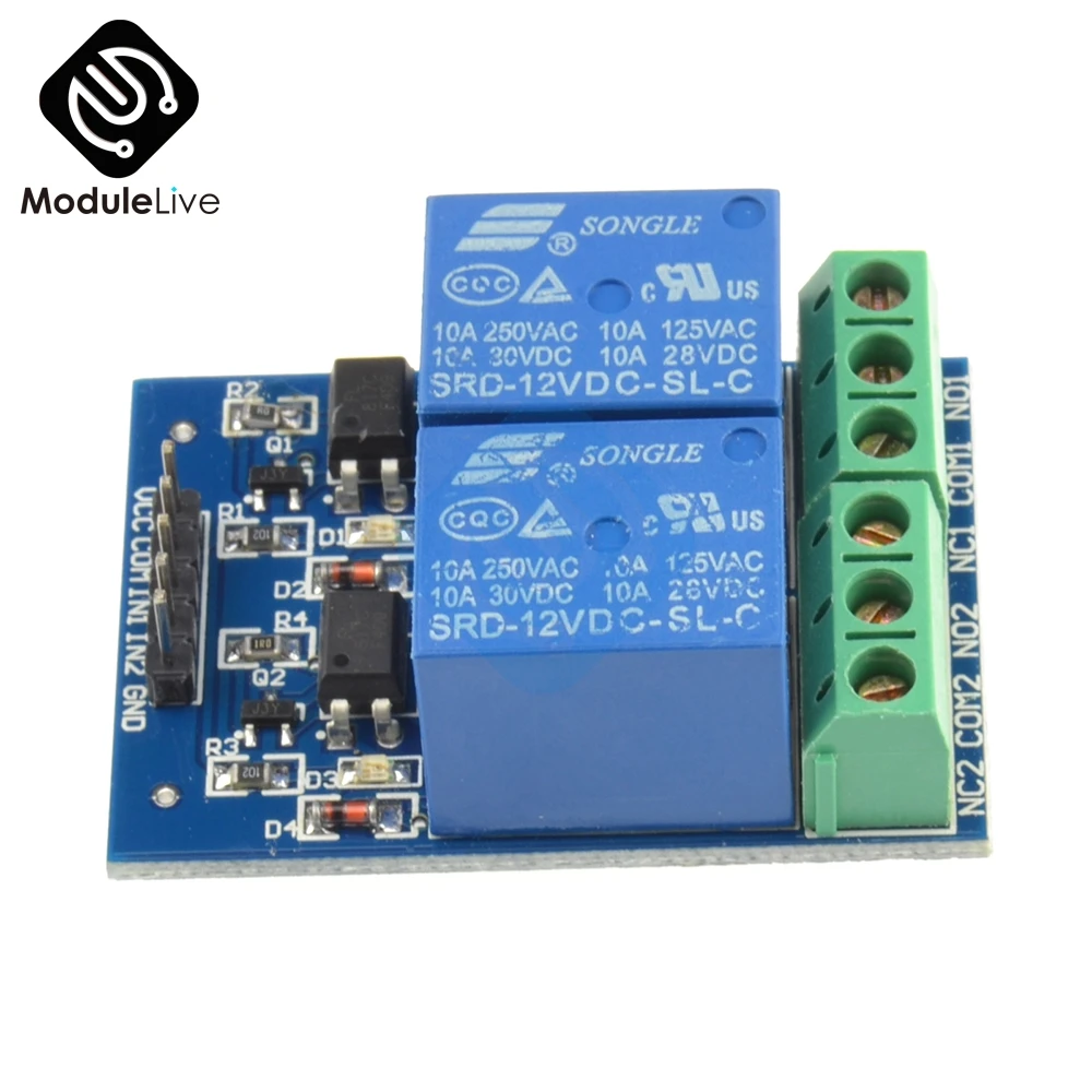 Двухканальный релейный модуль 12 в 10 А с оптроном для PIC AVR DSP ARM Arduino|Реле| |
