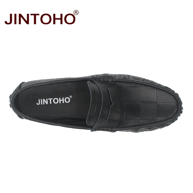 Туфли JINTOHO мужские из натуральной кожи Повседневная модная обувь без застежки