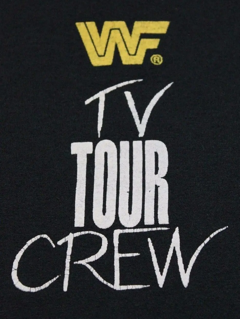 L * thin vtg 1990 борьба WWF tv tour crew screen stars футболка 24 138 крутая Повседневная для мужчин