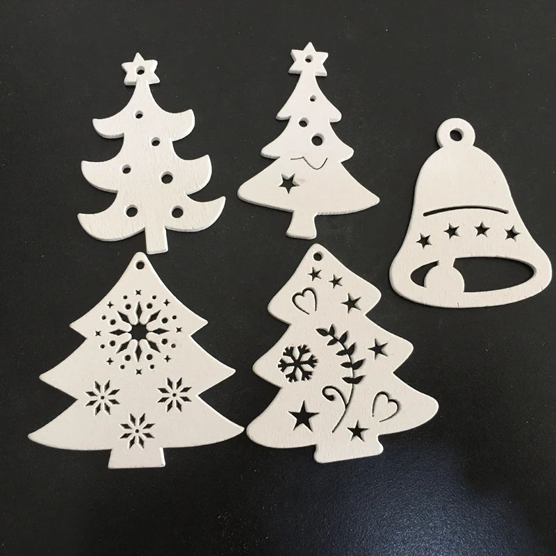 10 шт./компл. белая Рождественская елка орнамент деревянные висячие подвески