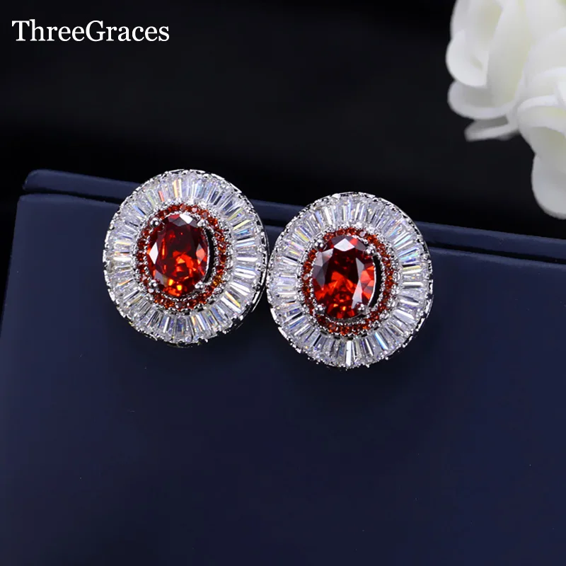 Женские овальные серьги гвоздики ThreeGraces 4 цвета на выбор роскошные Королевского