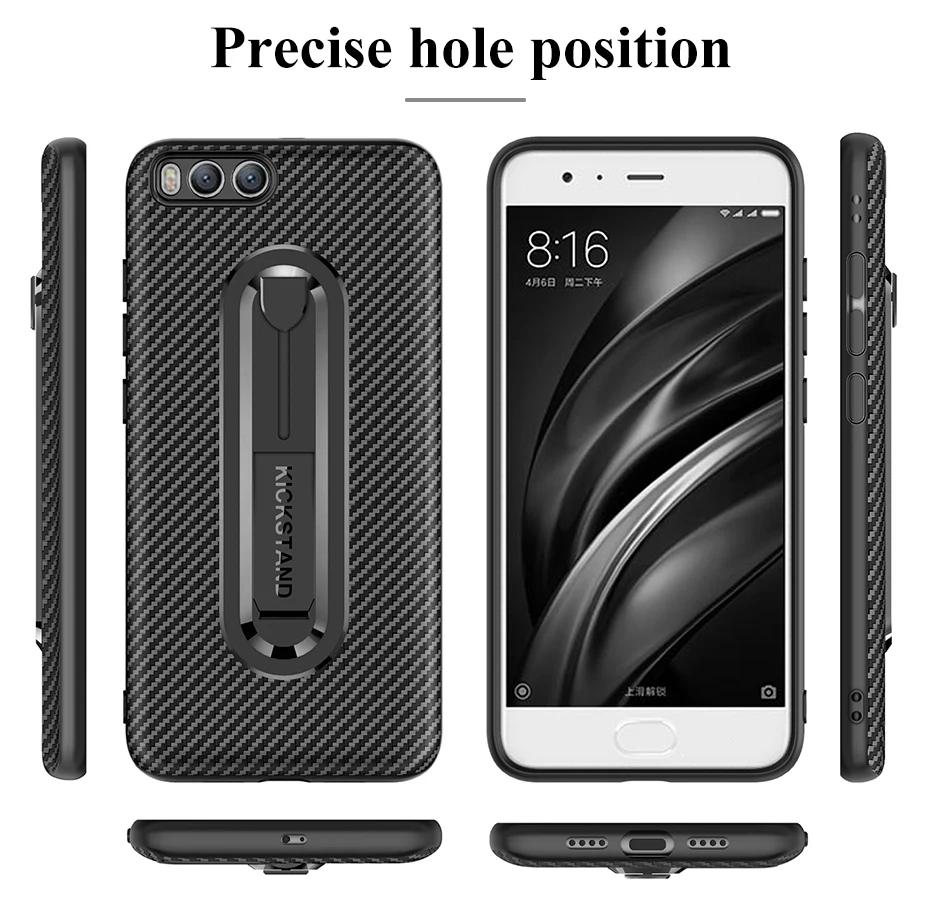 Carbon fiber case with bracket holder for Xiaomi Mi5X Mi6 Note3 Soft TPU shocklproof back Stand Redmi 4X 6 6A Note 4 |