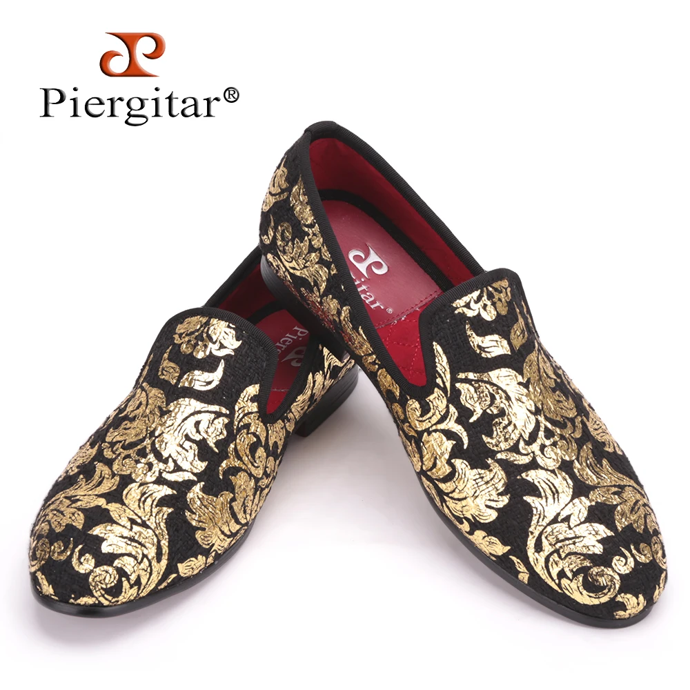 Piergitar New High-end Gold printing Men Shoes Luxury Fashion Loafers Men's Flats Size US 4-17 Free shipping | Обувь