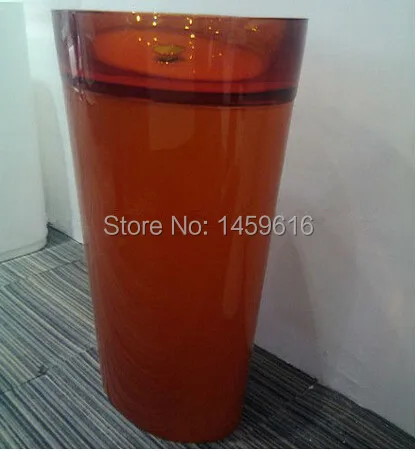 

Bathroom Pedestal Washbasin Resin Acrylic Freestanding Sink Cloakroom Colored Oval Hand Basin W9001