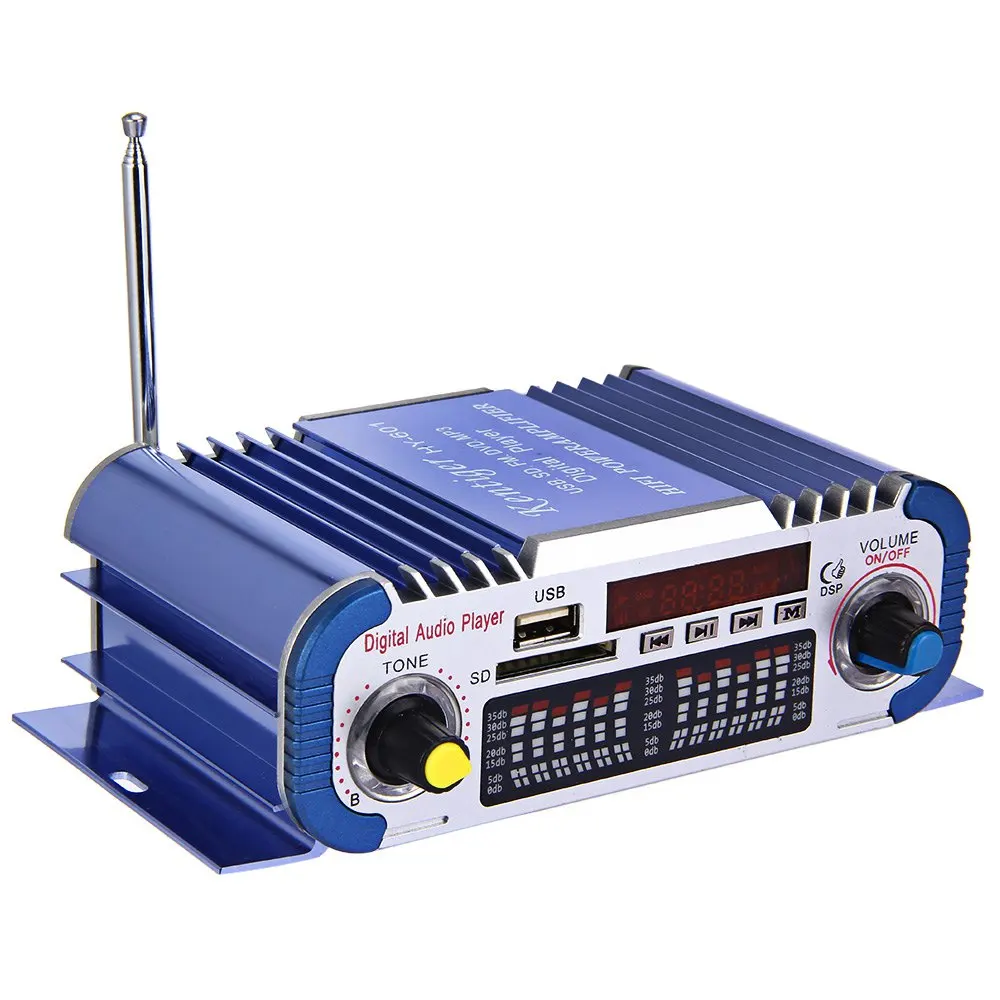 Hy601 USB FM аудио 12 В ВОДИТЬ Автомобиль Стерео Усилители домашние Радио MP3 Динамик Hi Fi