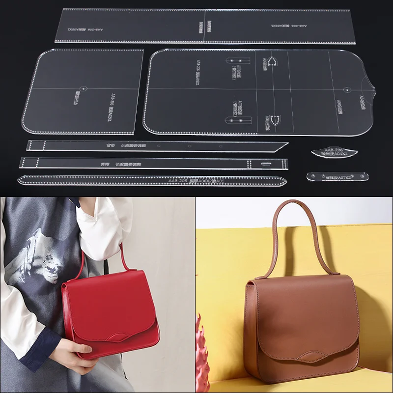 

Acrylic Stencil Leather Handmade Craft Women`s Hand Bag Sewing Pattern Template Sewing Accessories with Holes 20.5x19x7cm