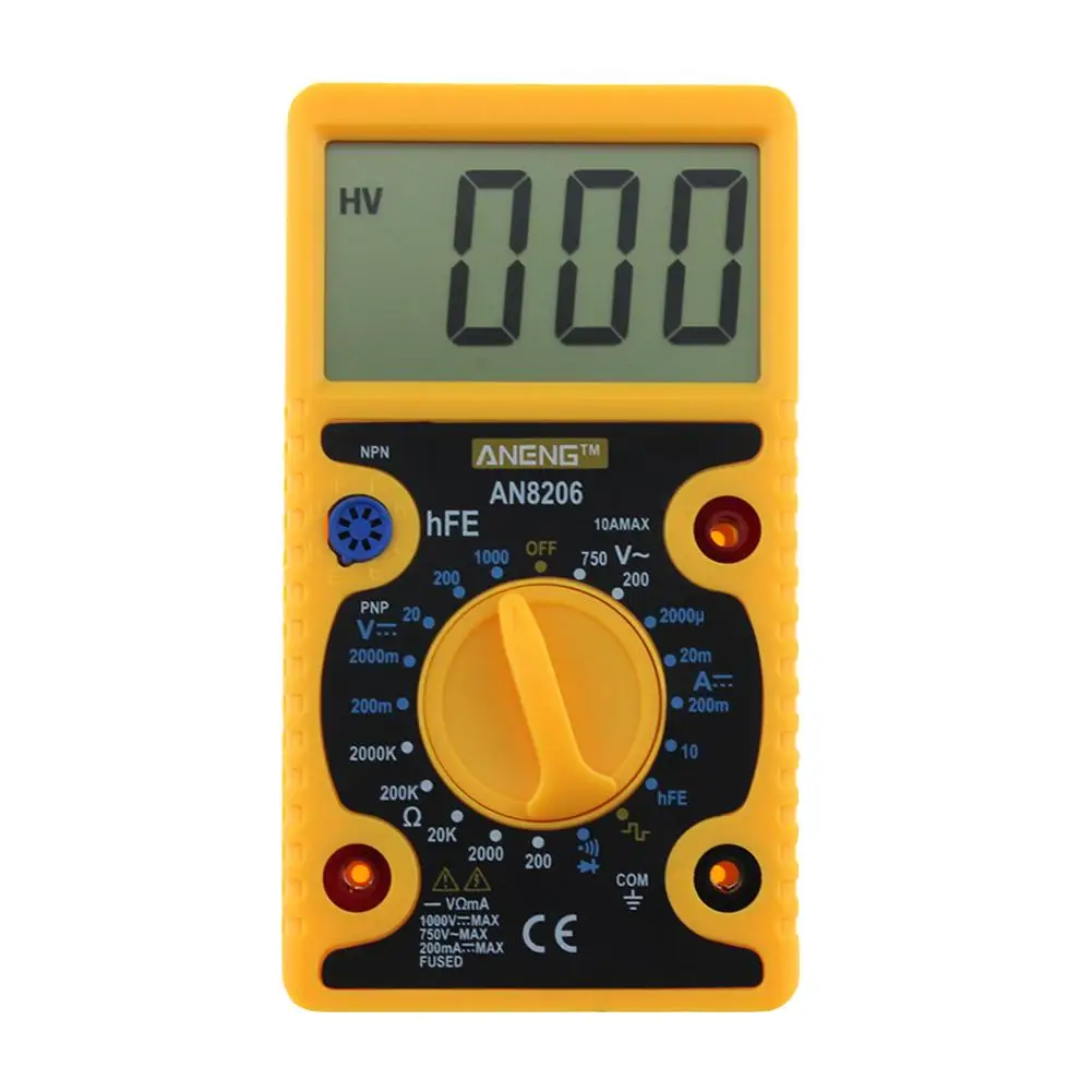 AN8206 5 Colors Mini Handheld Digital Multimeter LCD Screen Overload Protection Ampere Voltage Ohm With Tester Probe 1PC J3 | Инструменты