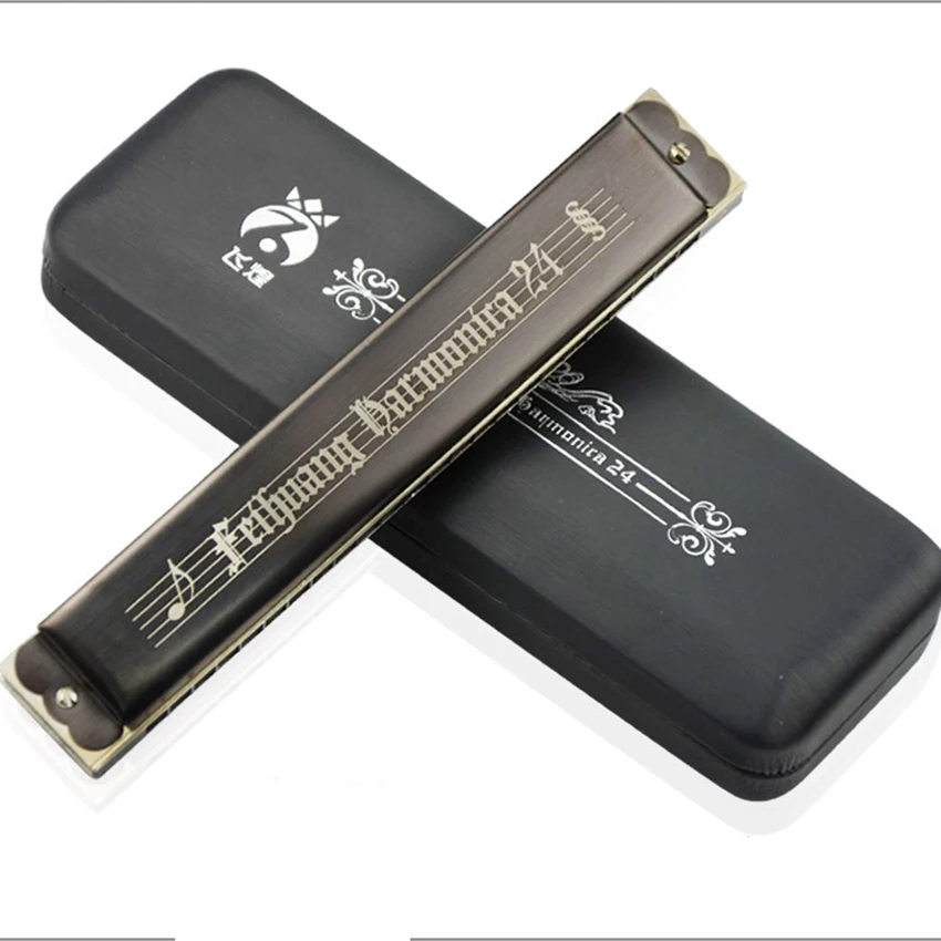 Качественная гармоника Tremolo с 24 отверстиями полифонический ротовой орган черный
