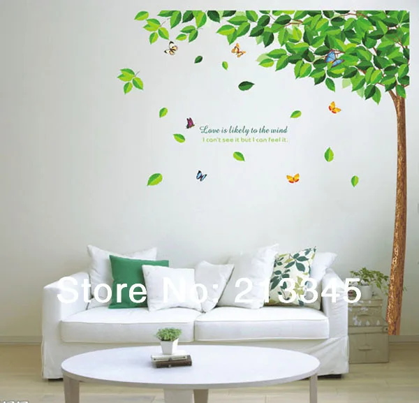 [Fundecor] 165X120cm большие зеленые растения Деревья настенные наклейки художественный