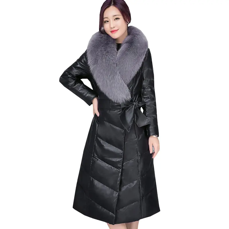 Ukrainian Fox Fur collar Women Plus size Fur Jacket 2017 New Winter Long Down Cotton Skin Coat Parka Leisure Female Overcoat 406