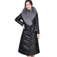 ukrainian fox fur collar women plus size fur jacket 2017 new winter long down cotton skin coat parka leisure female overcoat 406