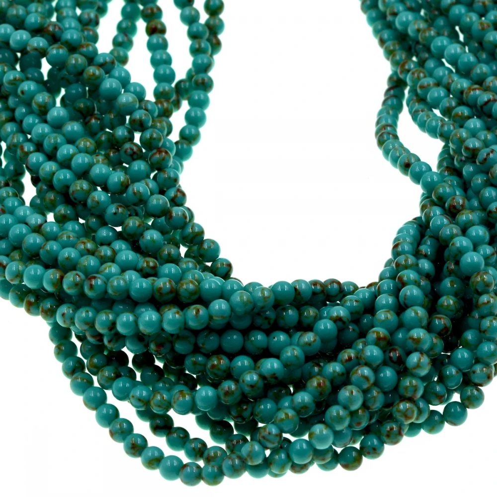 Круглые синие бирюзовые бусины 4 мм|blue turquoise beads|bead strandsbeads |