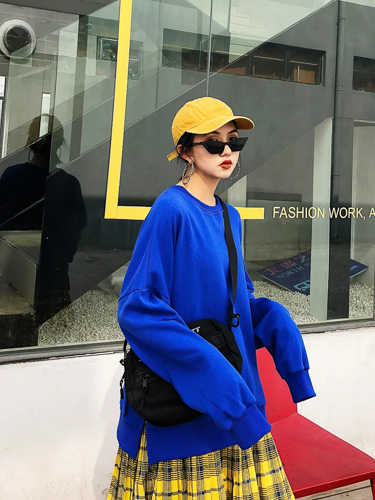 Jasmine Harajuku/свободное платье с круглым воротником сшитое в клетку и присборенной