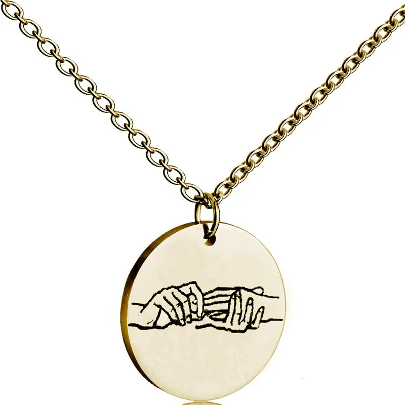 Подвеска с гравировкой жестов ожерелье из розового золота нержавеющая сталь на