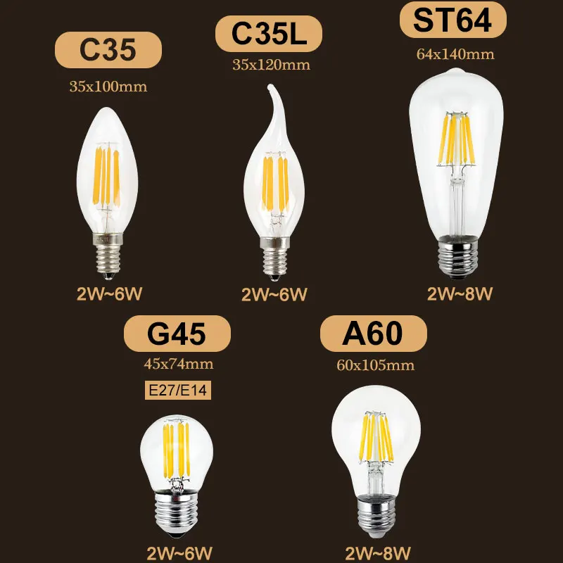 Светодиодная лампа накаливания 220 В E27 E14 2/4/6/8 Вт 10 шт.|light panel led book light|light house lamplamp