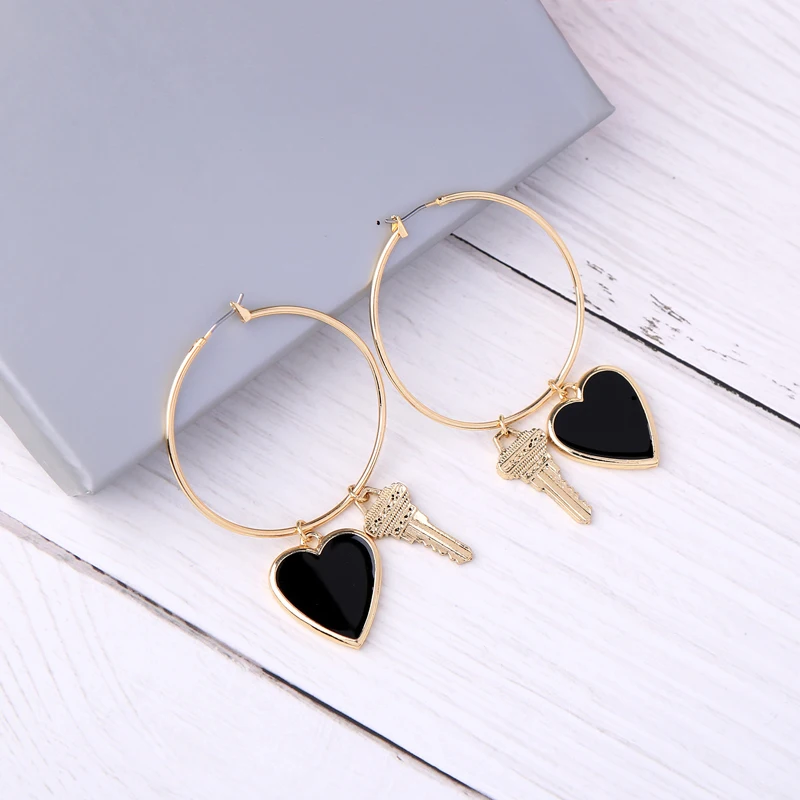 Красный/черный обруч эмаль серьги в виде сердца для женщин лучший друг подарок