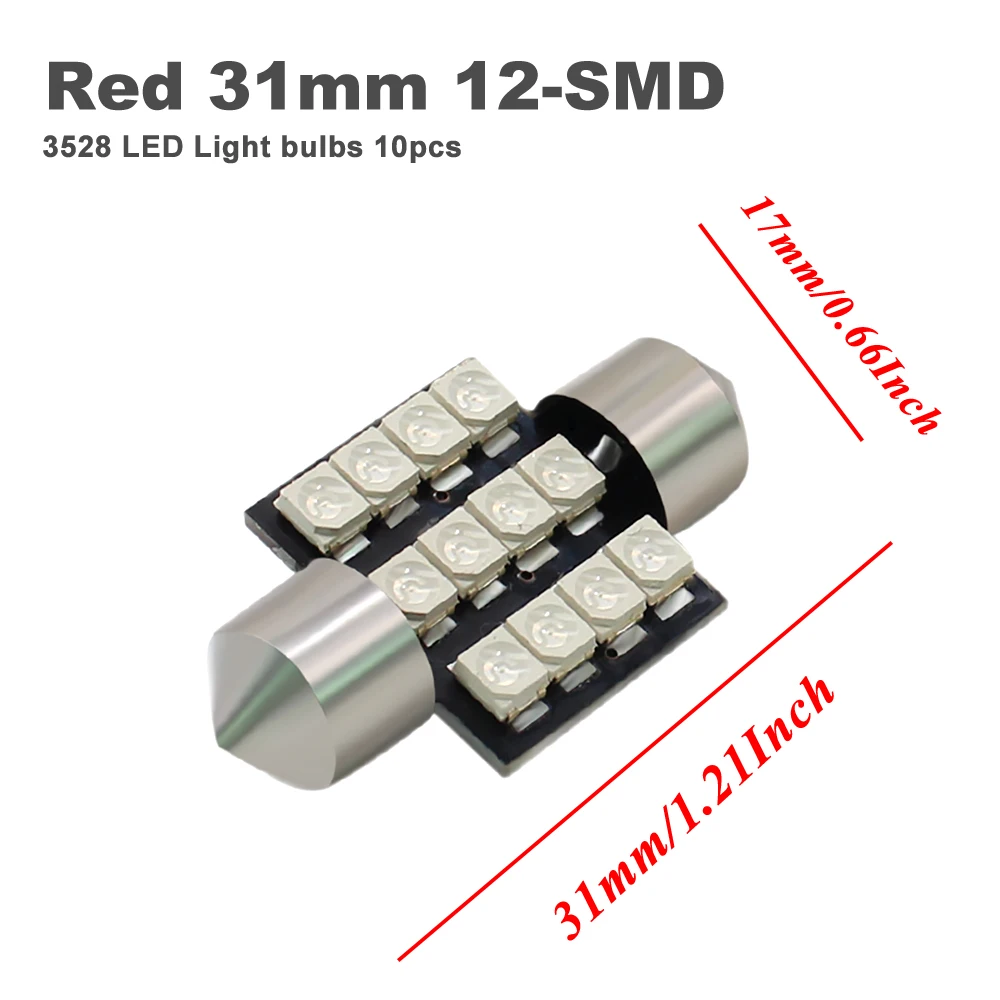 10 шт. гирлянда 31 мм Canbus без ошибок C5W C10W супер яркие 3528 SMD светодиодные лампы для