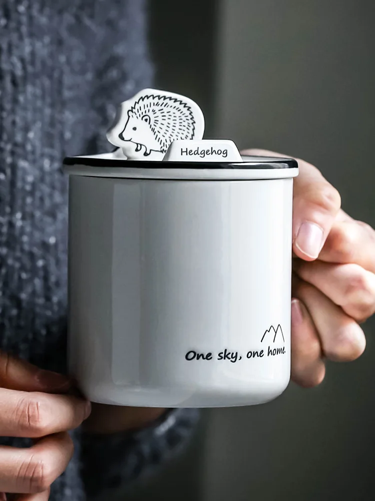 OUSSIRRO Cute Animals Phone Holder Mugs With Cover Pure Color Cup Kitchen Tool Gift | Дом и сад